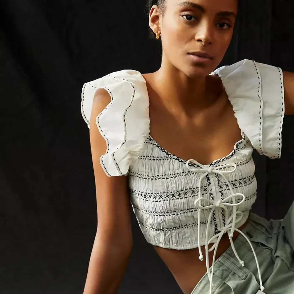 Anthropologie Smocked Pullover